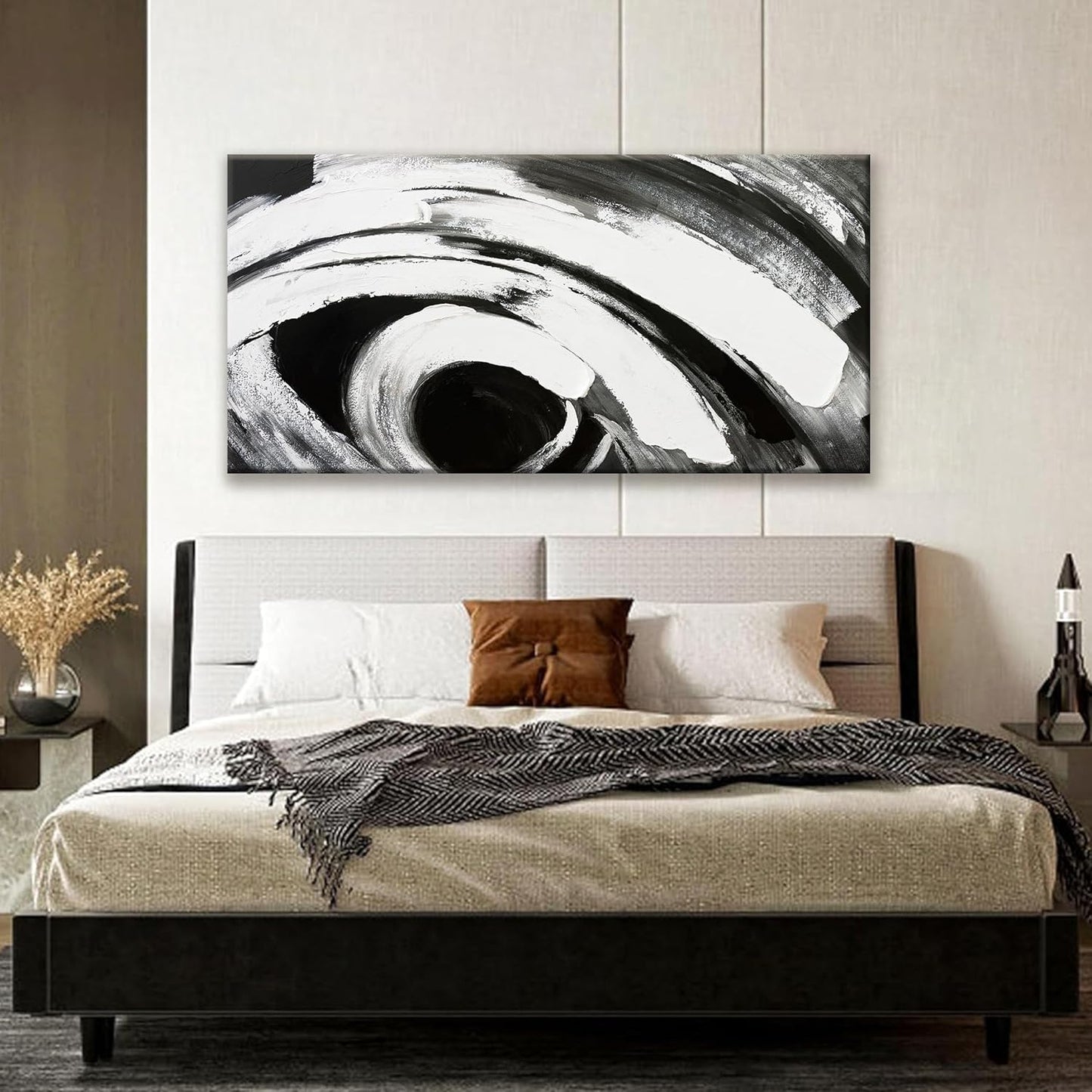 TAIJXAGSG Black And White Wall Art Modern Abstract Wall Decor Canvas Prints Picture Canvas Art Wall Decor Modern Wall Artwork Bedroom Living Room Office Decoration Ready To Hang 24"X48"