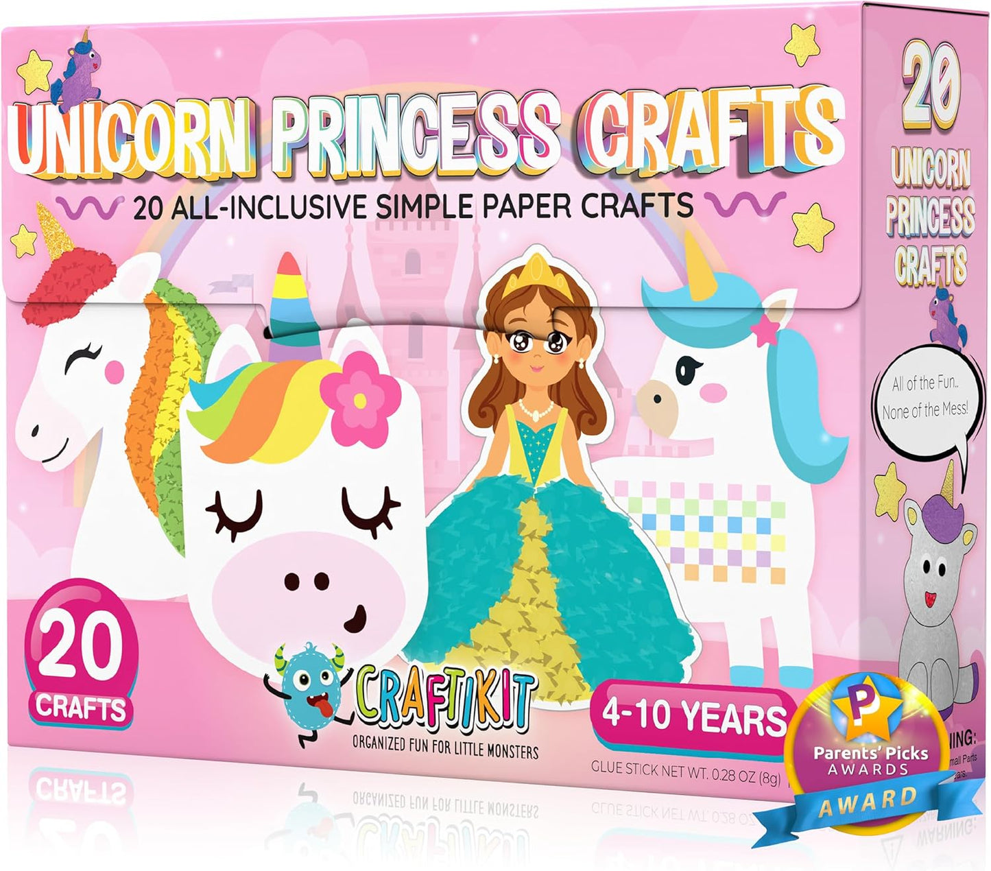 Craftikit® 20 Award-Winning Princess & Unicorn Crafts for Kids Ages 3-10 Years, All-Inclusive Toddler Arts and Craft Kits for Kids, Fun Toddler Craft Box for Girls in Preschool