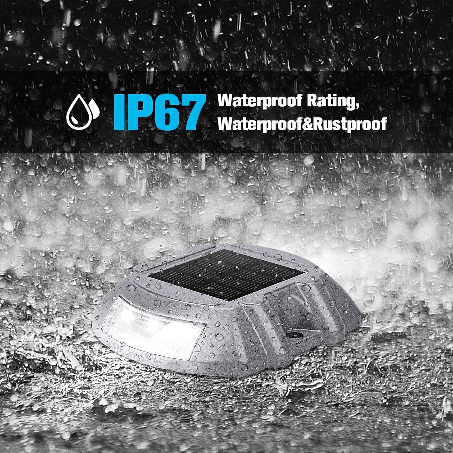 VOLISUN Solar Deck Lights, 20-Pack Led IP67 Waterproof Outdoor Warning Step Lights for Driveway, Sidewalk, Garden Pathway, Yard (White)