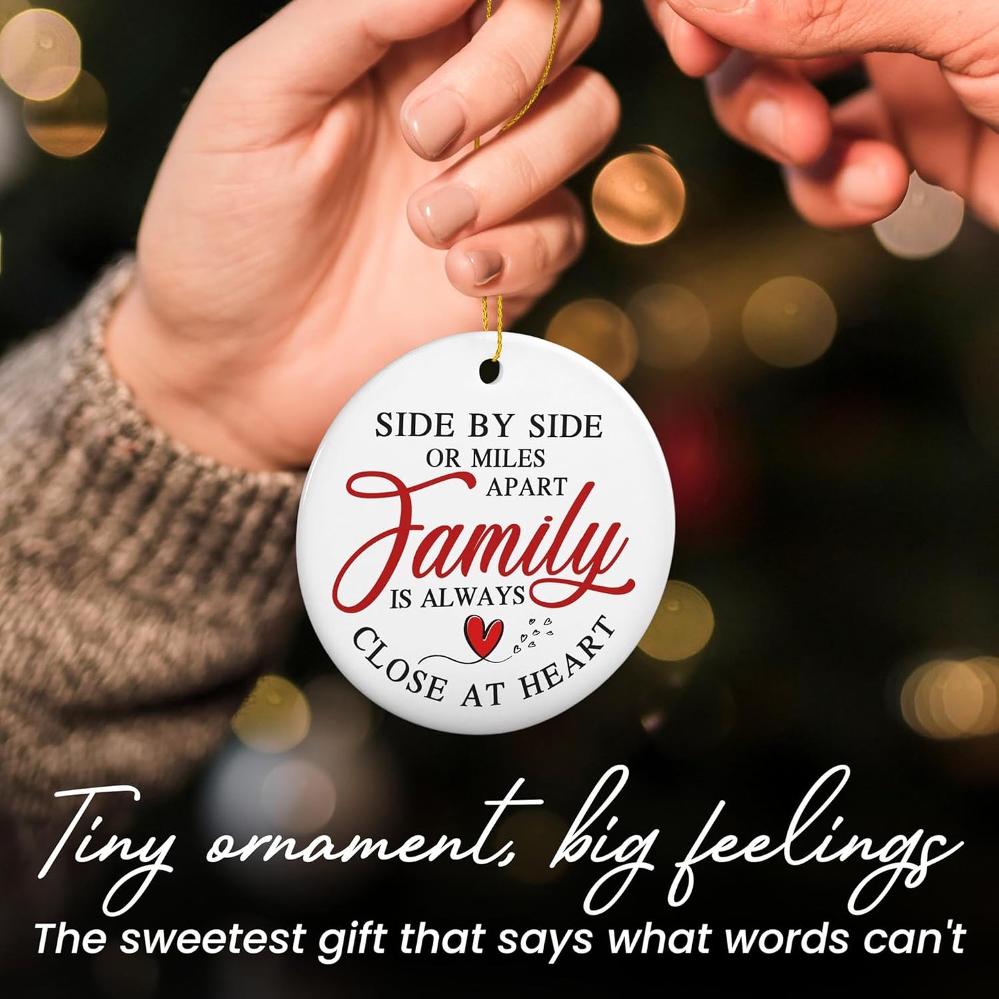 TEEZWONDER Family Ornament Gifts for Women Men - Ceramic Christmas Ornaments 2025 for Tree Decorations - Christmas Birthday Gifts for Mom Dad for Sister Brother, Grandma Grandpa Gift