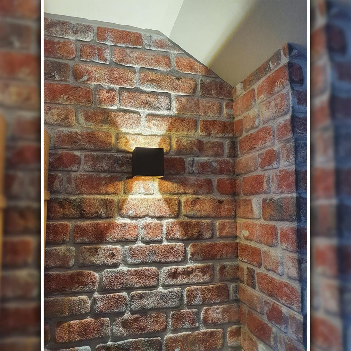 Dundee Deco 3D Wall Panels Faux Brick - Cladding Red Brown Stone Look Wall Paneling, Styrofoam, Sample, Size 10 x 10 in.