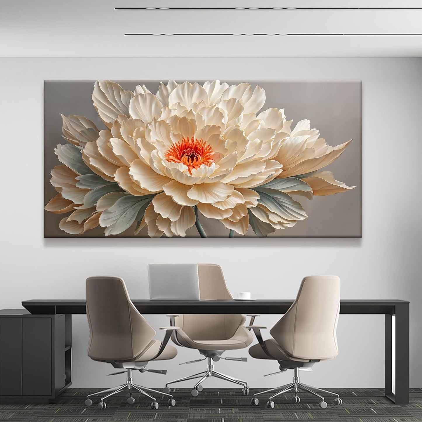 QSQ Large Wall Art For Living Room Yellow Floral Wall Art Decor Modern Canvas Art Wall Decor 29" X 58" Painting White Flower Wall Art For Bedroom Apartment Office Dining Room Home Wall Decoration