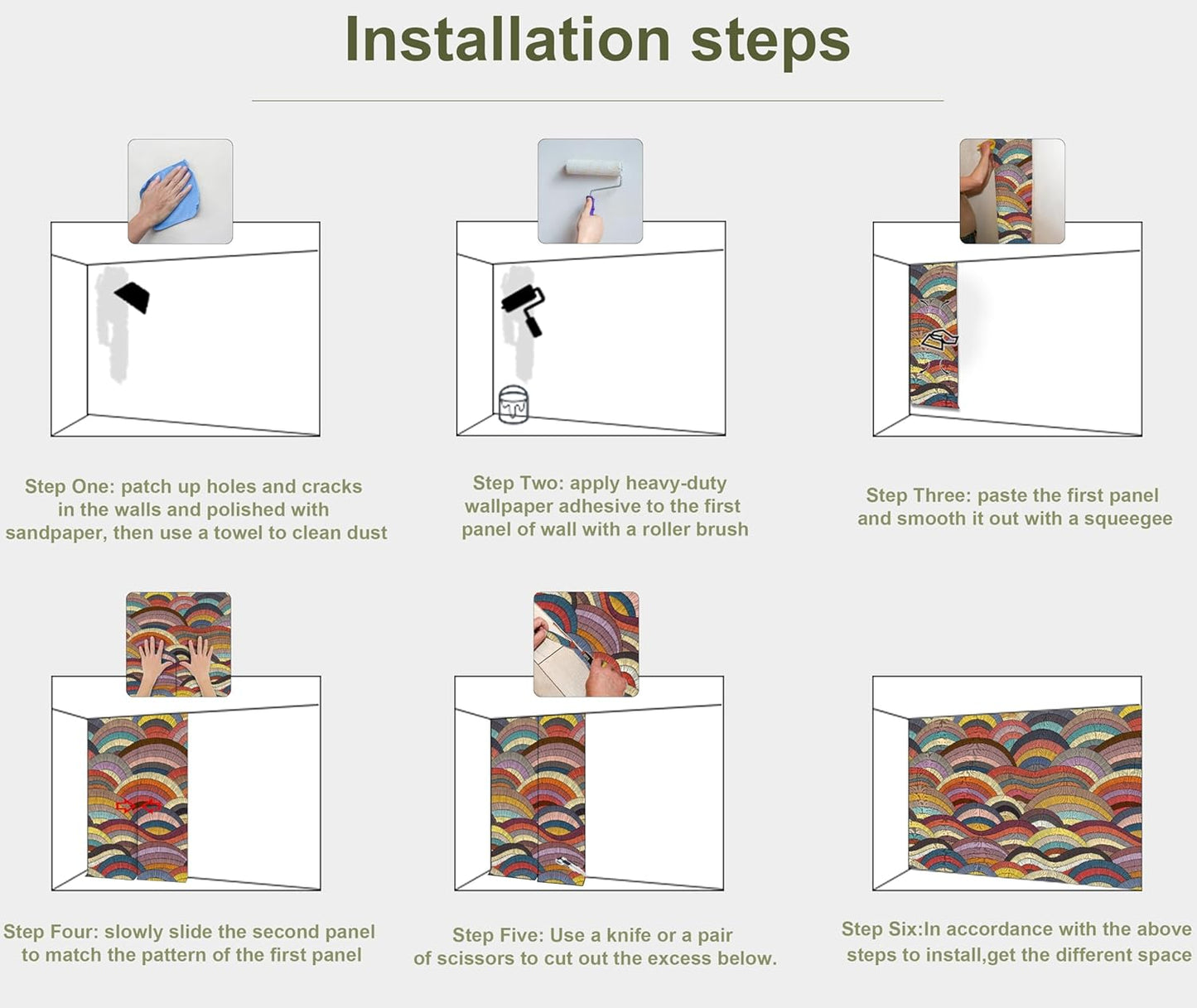 Boho Mural Wallpaper for Bedroom Living Room Restaurant(Not Peel and Stick)