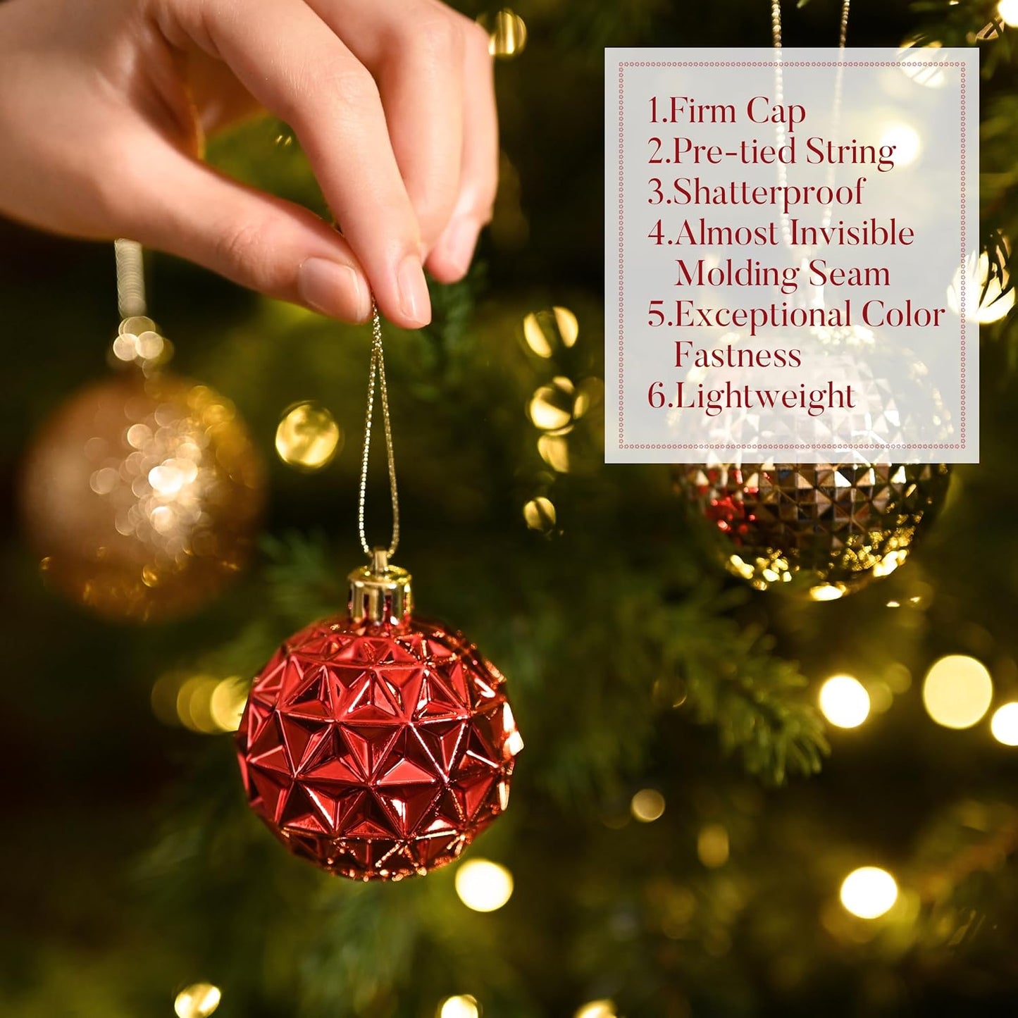 Valery Madelyn Christmas Tree Decorations Ornament Set for Fall Halloween, 50ct 2 Inches Red and Gold Shatterproof Christmas Ball Ornaments Hanging Xmas Holiday Party Decor