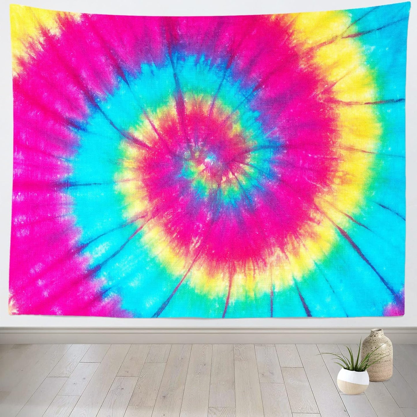BELECO Tie Dye Tapestry Fabric Wall Hanging 80x60 Inch Groovy Sign Rainbow Tapestry Backdrop Colorful Spiral Tie Dye Party Decorations Tie Dye Art Tapestries for Bedroom Living Room Dorm Decor