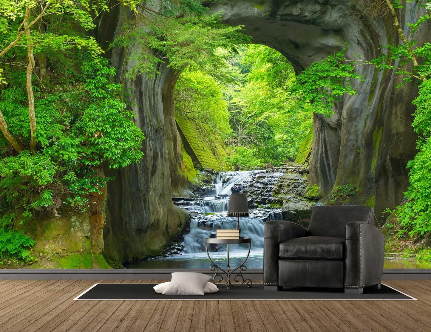 Forest Stream Wall Mural Wallpaper Large Nature Scenery Mural for Bedroom Living Room TV Background Sofa Wall (not self-Adhesive)