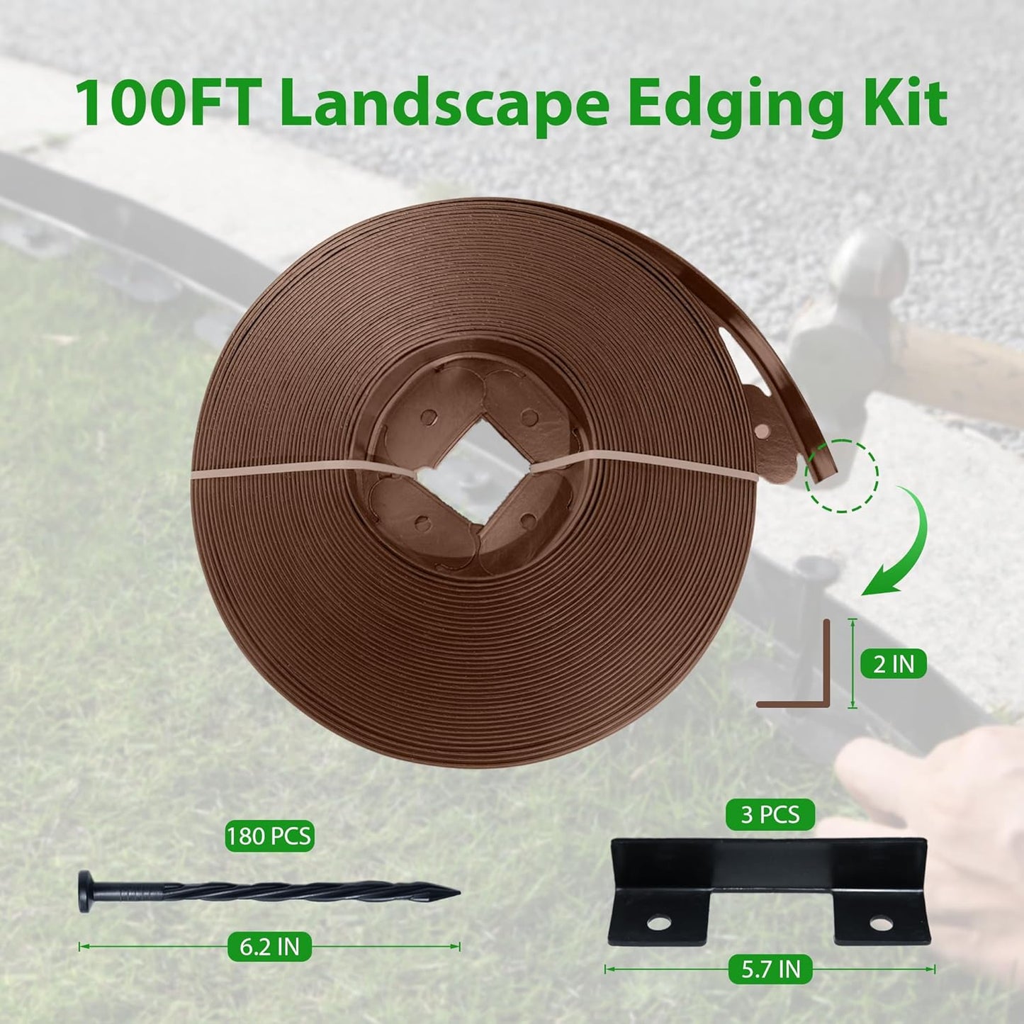 Garden Edging Border,Plastic Edging for Landscaping,Flower Bed, Paver and Lawn Edging Border (2Inchx100FT-2, Brown)