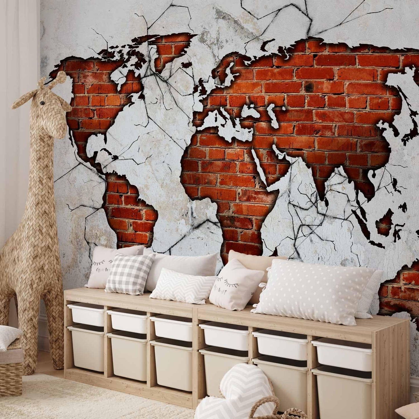 artgeist Premium Wall Mural World Map 177x124 in - XXL Non-Woven Wallpaper Fleece Wall Decor Photo Print Picture Image Design Map of The World k-A-0495-a-a