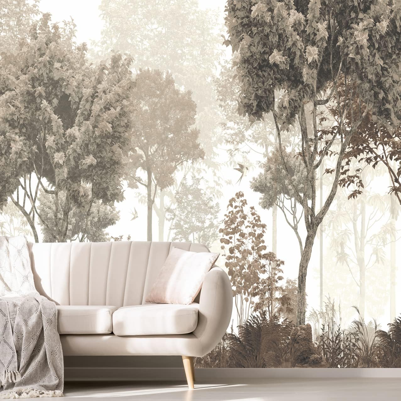 Vintage Forest Wallpaper Nature Wall Mural Wallpaper for Bedroom Living Room (Not Peel n' Stick)