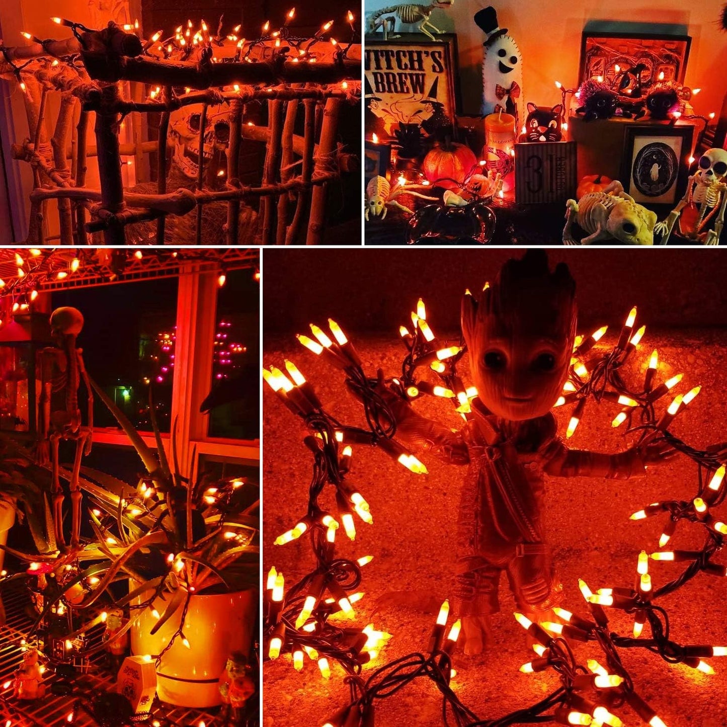 ODEETRONIC Orange Halloween String Lights, 2 Packs Total 43.26ft 200 Count Incandescent Orange Lights, 120V UL Certified Connectable Halloween Mini Light for Indoor/Outdoor Spooky House & Party Decor