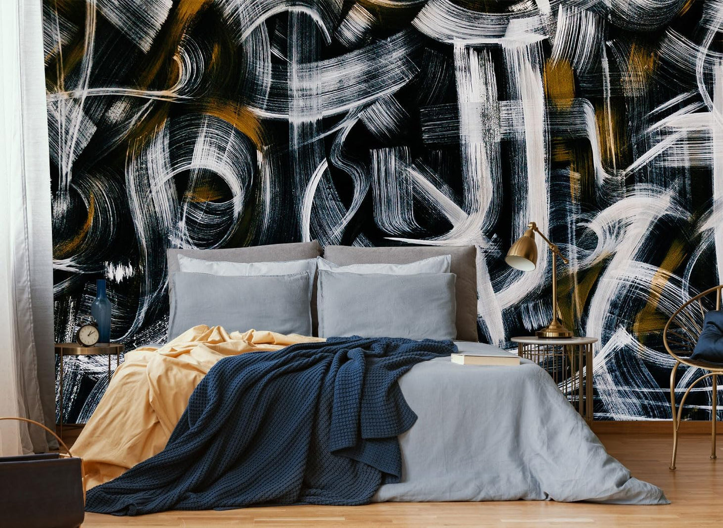 Abstract Art Wall Mural Fabric Texture Wallpaper for Bedroom Living Room (Not Peel n' Stick)