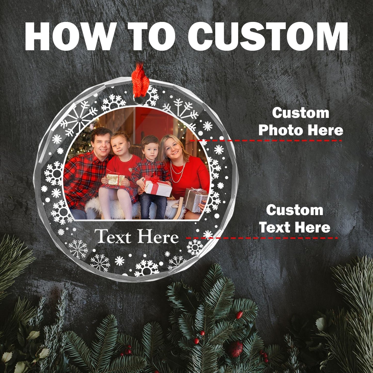 Personalized Photo Crystal Ornaments, Custom Glass with Picture for Christmas, Customized Crystal Gifts for Family Couple, Personalized Decorative Hanging Ornaments