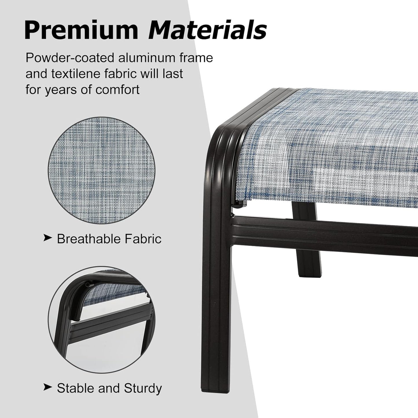 Outdoor Foot Stools Gift for Patio Ottoman Footrest Aluminum Portable Seat Wicker Furniture Stackable Dining Ottoman 2 Pack Blue