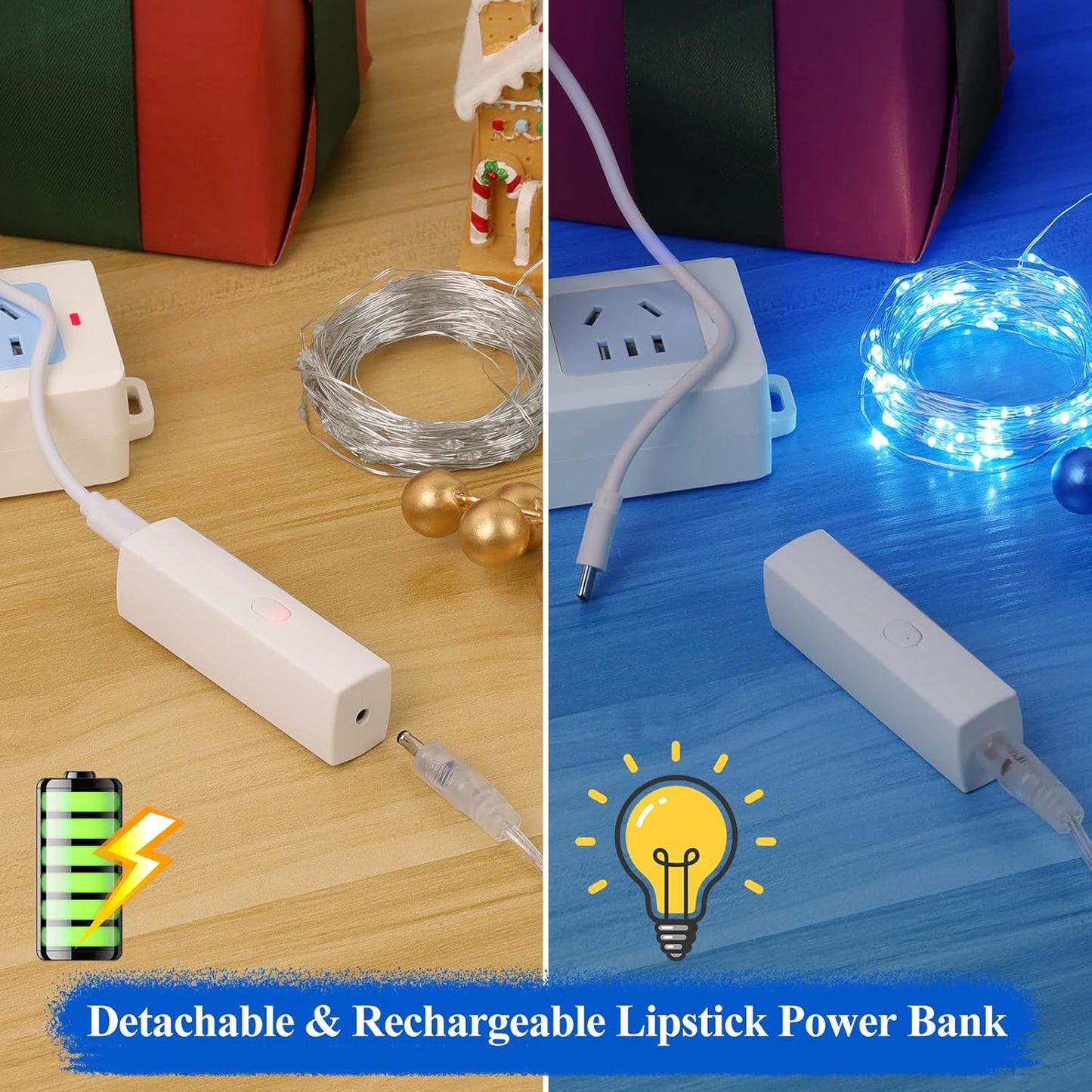 Lakumu 32FT(16 * 2) LED String Lights Battery Operated, Fairy Lights with Timer, Mini Twinkle Lights for Bedroom, Christmas Decorations, Wedding, Vine, Centerpiece Table Decor Blue