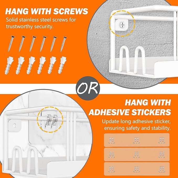 Spice Rack Wall Mounted 3 Pack, Space-Saving Spice Organizer for Spice Jars and Seasonings,Screw or Adhesive Hanging Spice Rack Organizer for Your Kitchen Cabinet,or Pantry Door White