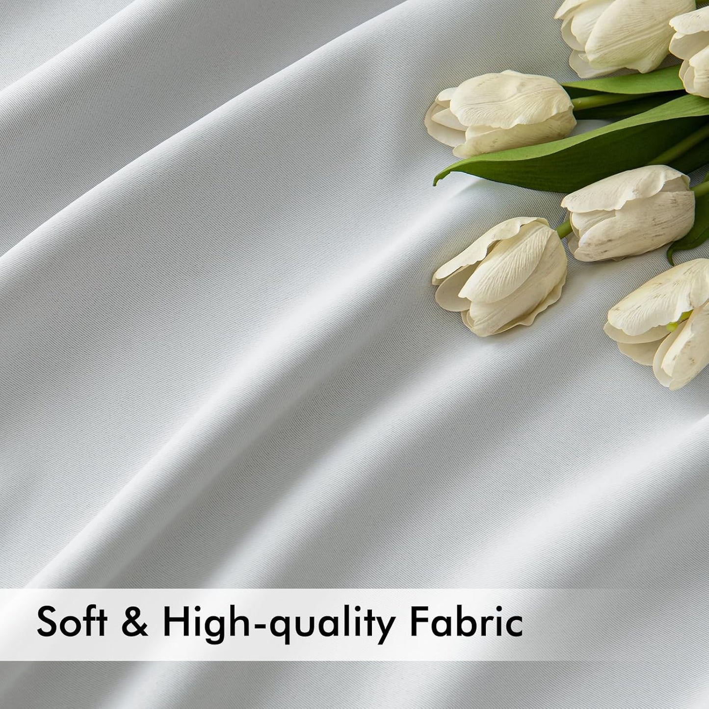 MIULEE Back Tab Light Blocking Curtains 102 Inch Long 2 Panels Set for Living Room Bedroom, Greyish White Rod Pocket/Pinch Pleated Thermal Insulated Room Darkening Floor to Ceiling Blackout Drapes