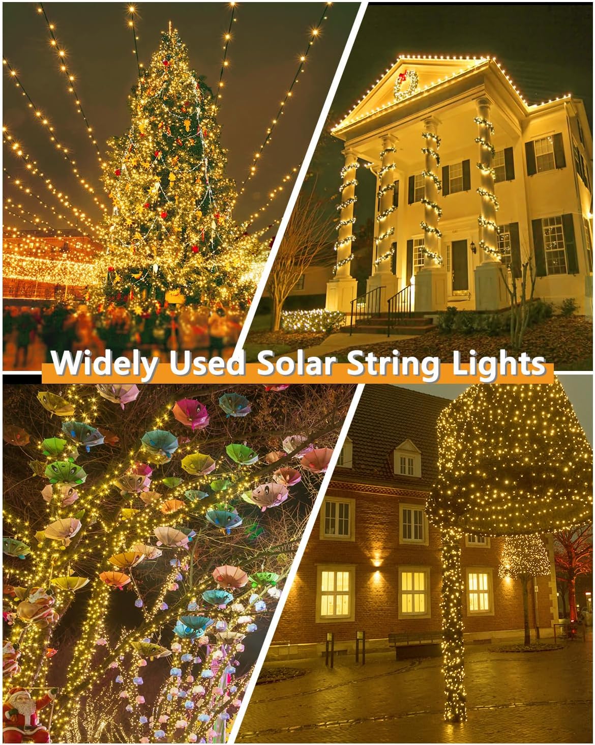 Upgrade Solar String Lights for Outside 2 Pack Total 180FT 500LED Solar Christmas Lights Outdoor with 8 Modes, IP65 Waterproof Outdoor Twinkle Light, Garden Tree Party Christmas Decoration, Warm White