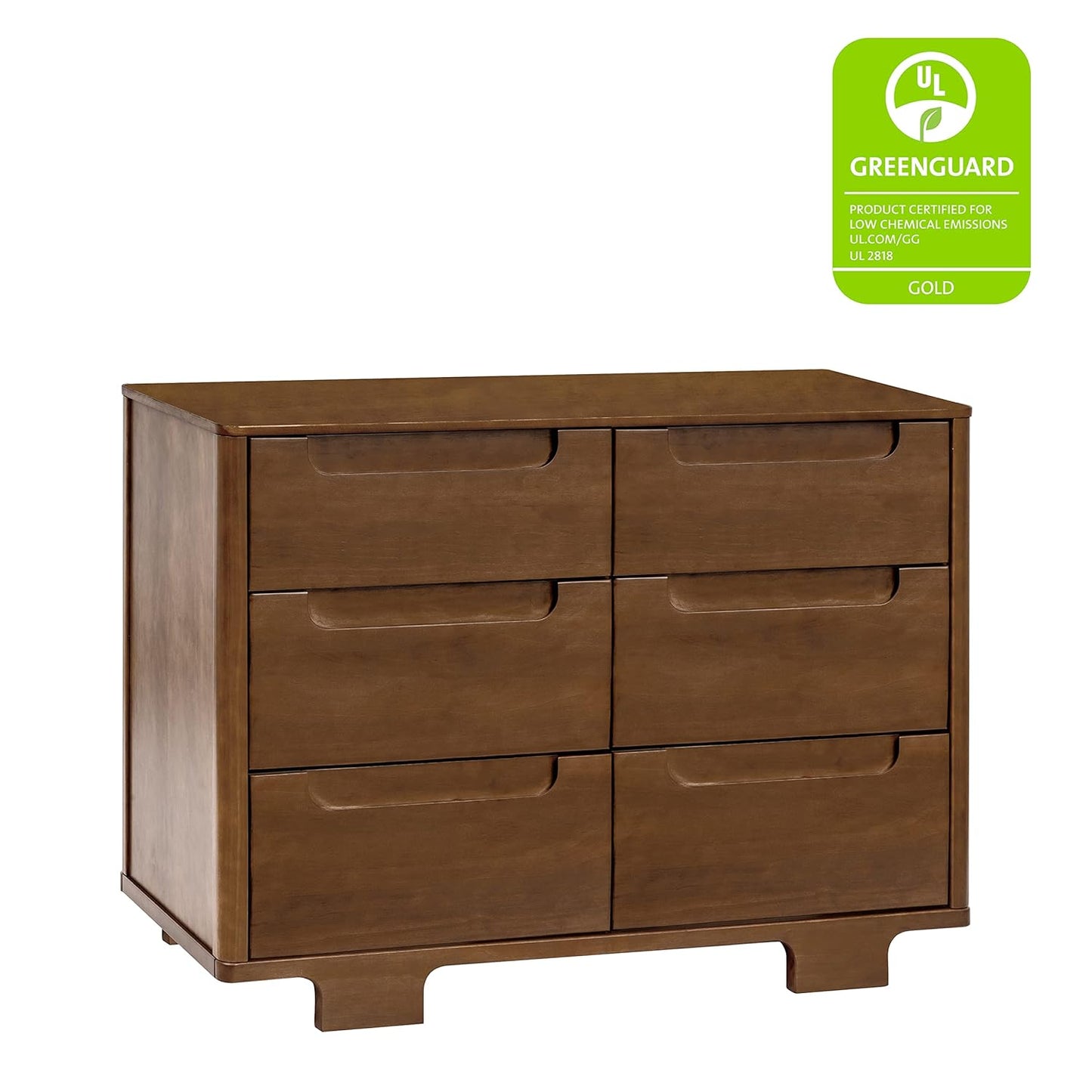 babyletto Yuzu 6-Drawer Dresser in Natural Walnut, Greenguard Gold Certified