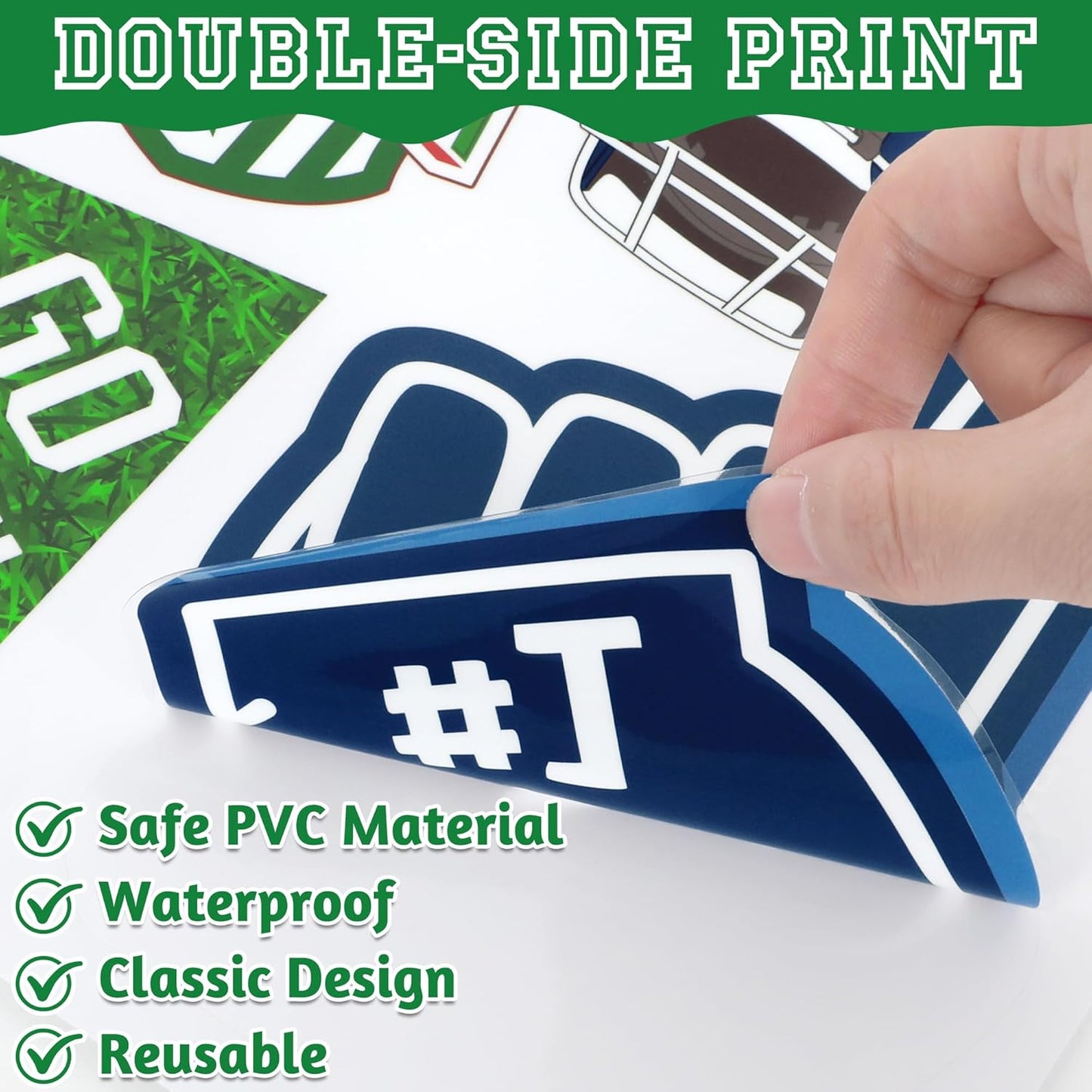 Football Window Clings, Football Party Decorations, Touch Down Party Window Stickers, Green Brown Themed Stickers Decal Gel for Touchdown Party Decor Accessories Set