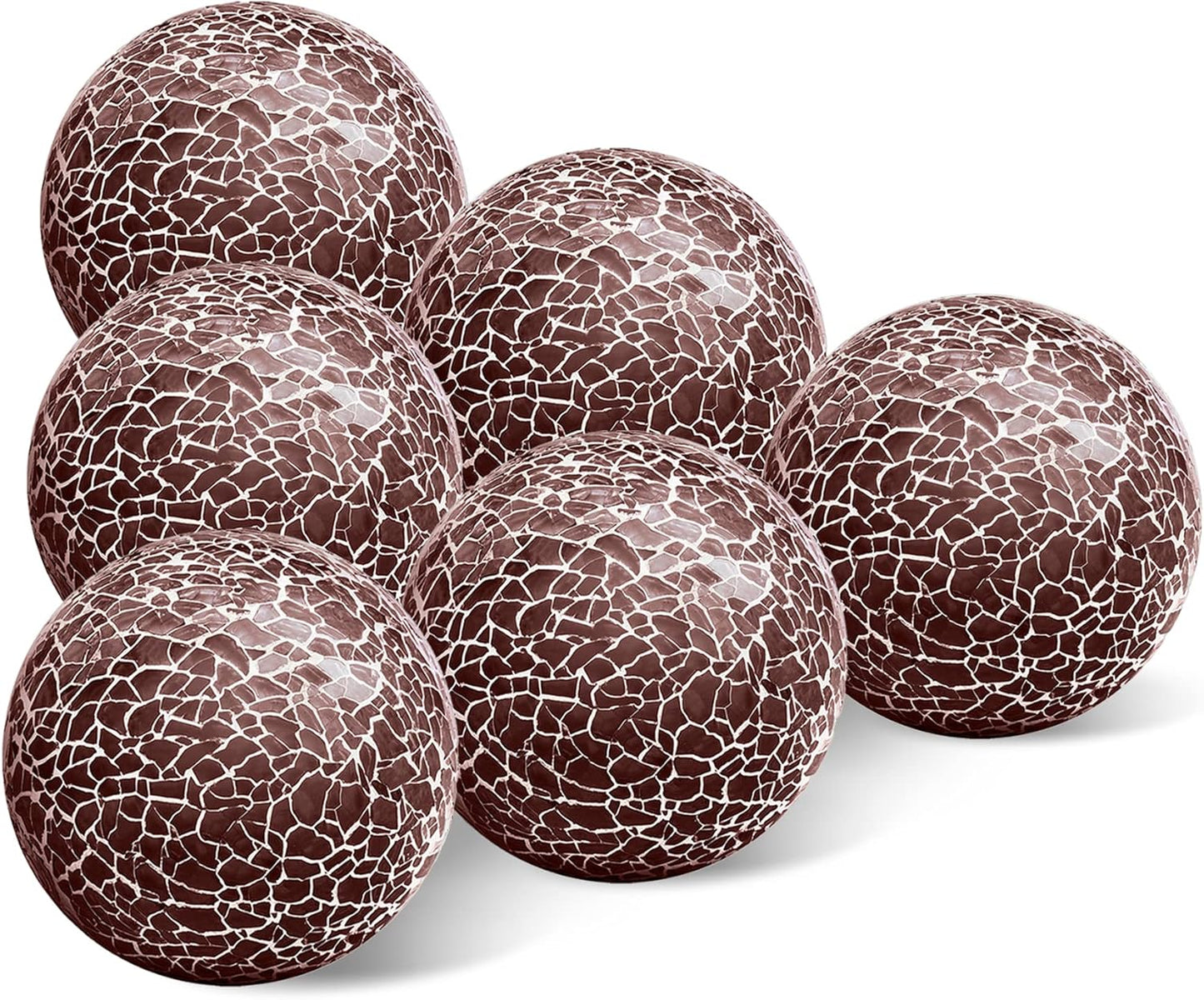 6 PCS 2.5inch Glass Mosaic Sphere Balls Round Christmas Table Bowls Vases Centerpieces Set Decorative Orbs Living Room Festival Table Party Wedding Dining Home Tray Solid