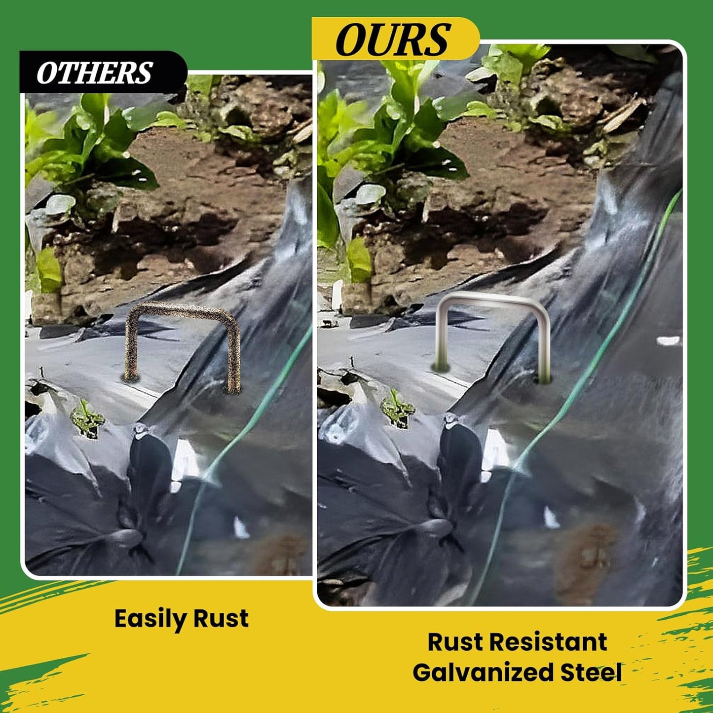 Landscape Staples Galvanized 4 Inch 60 Pcs, Metal Garden Stakes 1.6 Inch, Garden Staples for Lawn 11 Gauge