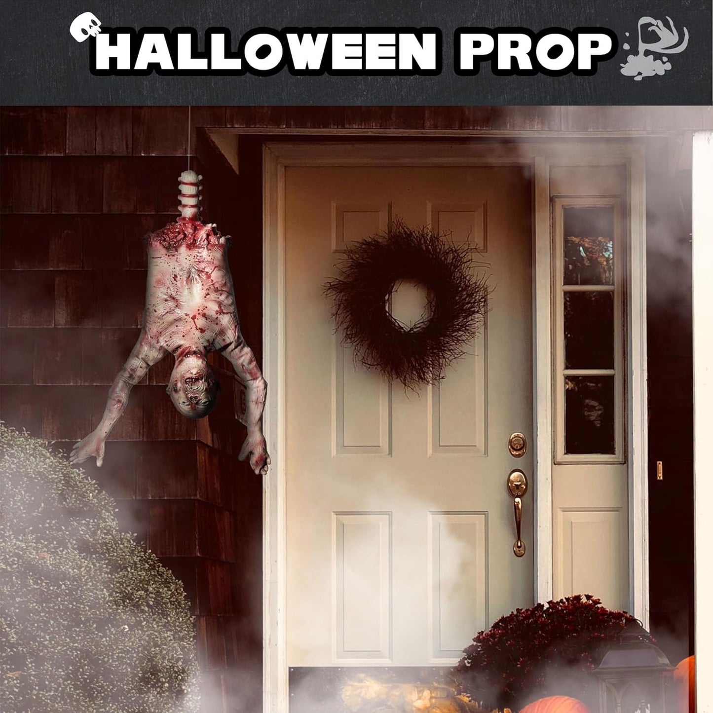 AW 37" Halloween Half Body Prop Skinned Hanging Corpse Torso Haunted House Party Indoor Outdoor Decoration 2025