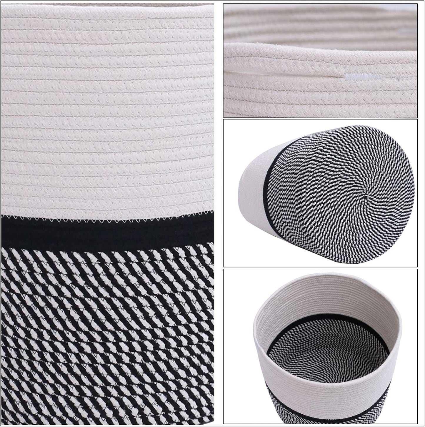 Cotton Rope Plant Basket Modern Woven Basket for 10" Flower Pot Floor Indoor Planters,Storage Organizer Toys Rustic Home Decor,Beige 11"x 11"