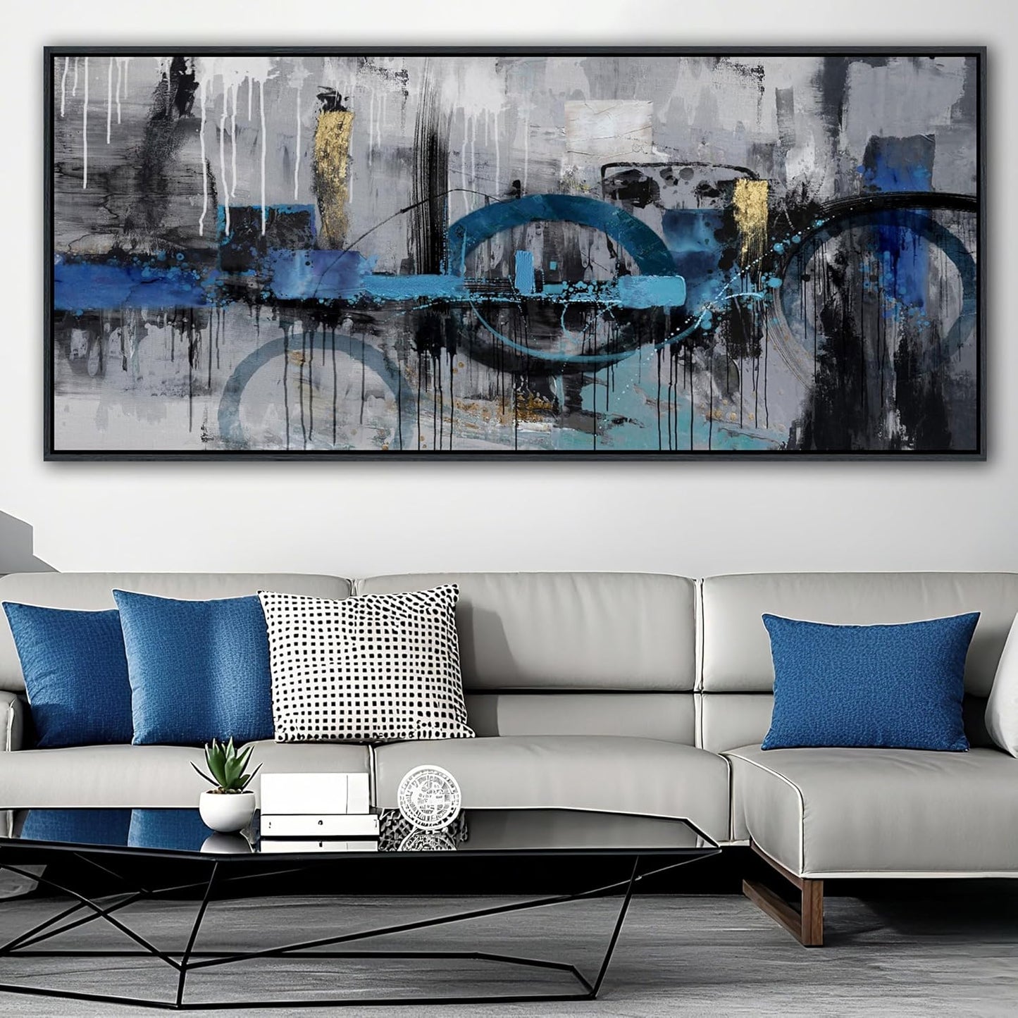 KLAKLA Extra Large Wall Art 86x29 Inches - Abstract Huge Canvas Picture Wall Decor Living Room Oversized Artwork for Walls Bedroom Office Decoration Modern Frame Wall Art