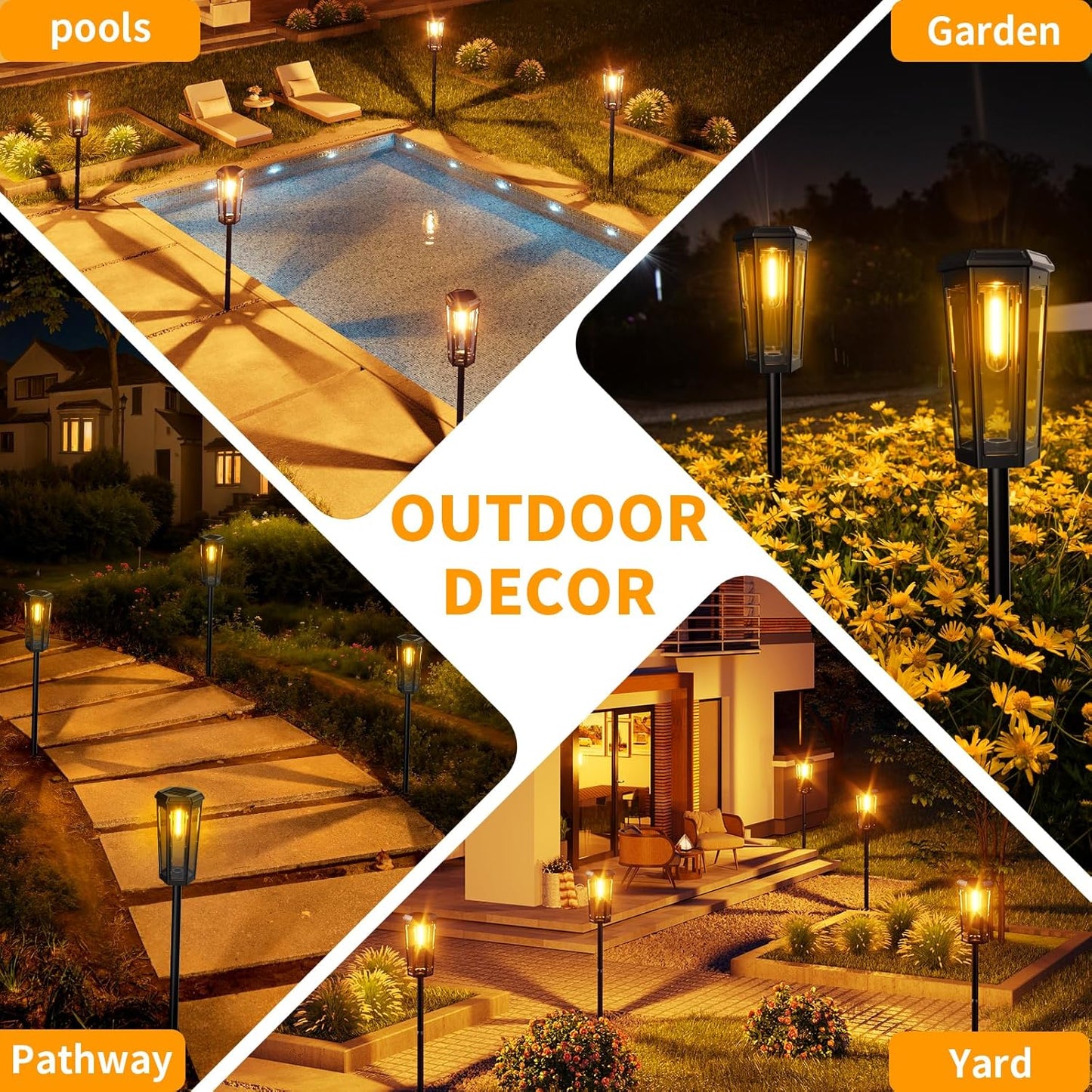 KINKAI Solar Walkway Lights Outdoor - 8 Pack Classic Pathway Light Waterproof Driveway Lamps Landscape Lighting with Filament Bulb for Outside Garden Lawn Patio Sidewalk Yard (Warm Light)