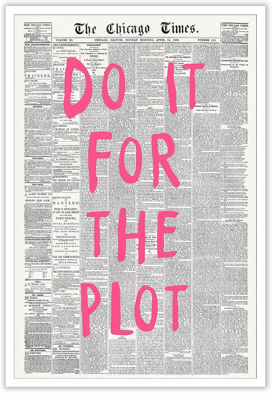 Liyark Retro Black And White Chicago Newspaper Poster Pink Trendy Preppy Apartment Art Motivational Affirmation Do It For The Plot Prints For Home Bedroom Living Room Wall Decor 12x16in Unframed