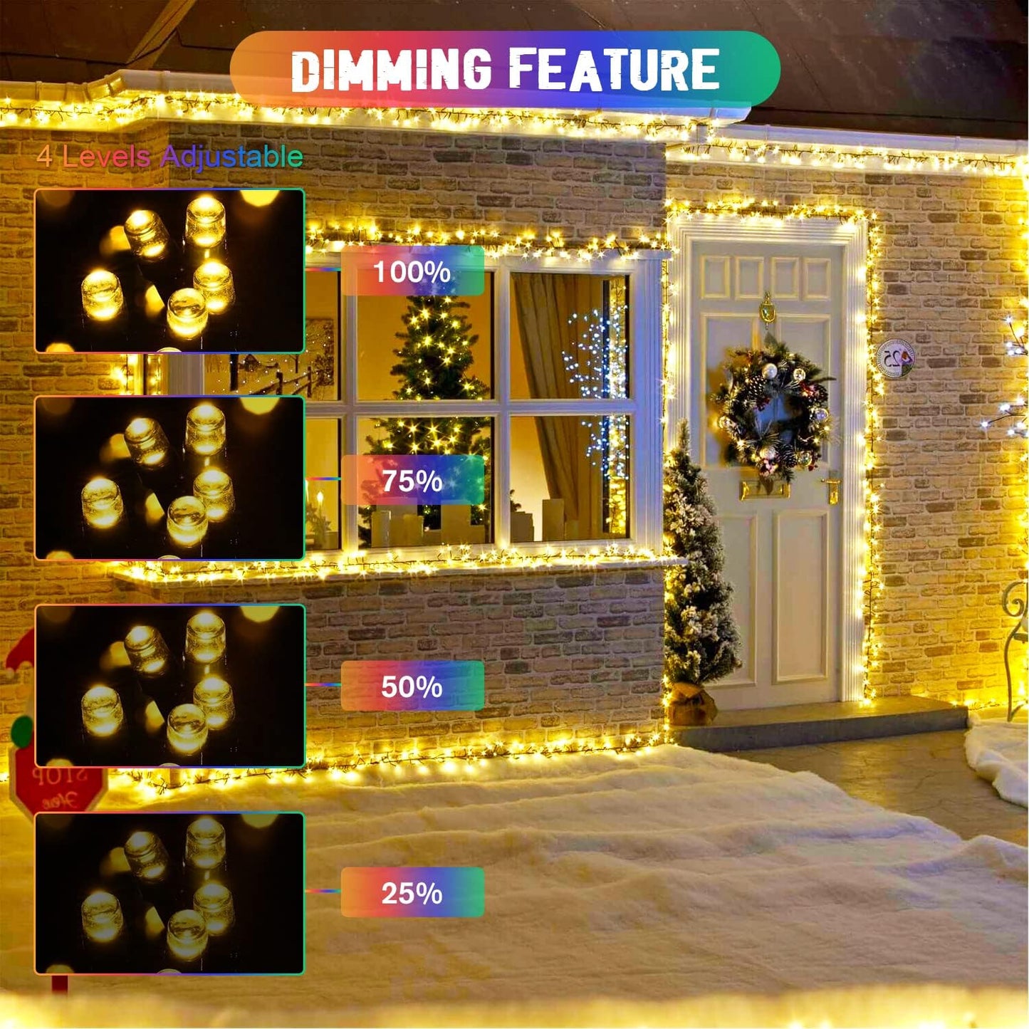 JMEXSUSS 2 Pack Warm White and Multicolor Solar Christmas Lights, Total 400 LED 151FT Color Changing Solar String Lights Outdoor Waterproof for Outside Yard Tree Xmas Christmas Decorations