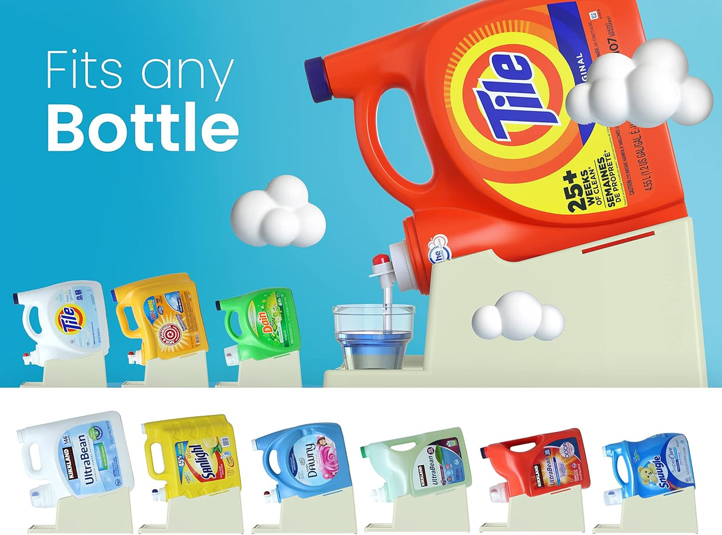 Skywin Laundry Detergent Holder Stand with Tray, Laundry Detergent Stand with Non-Slip Rubber Feet for Washing Space Organization, Easy Pour (Green)