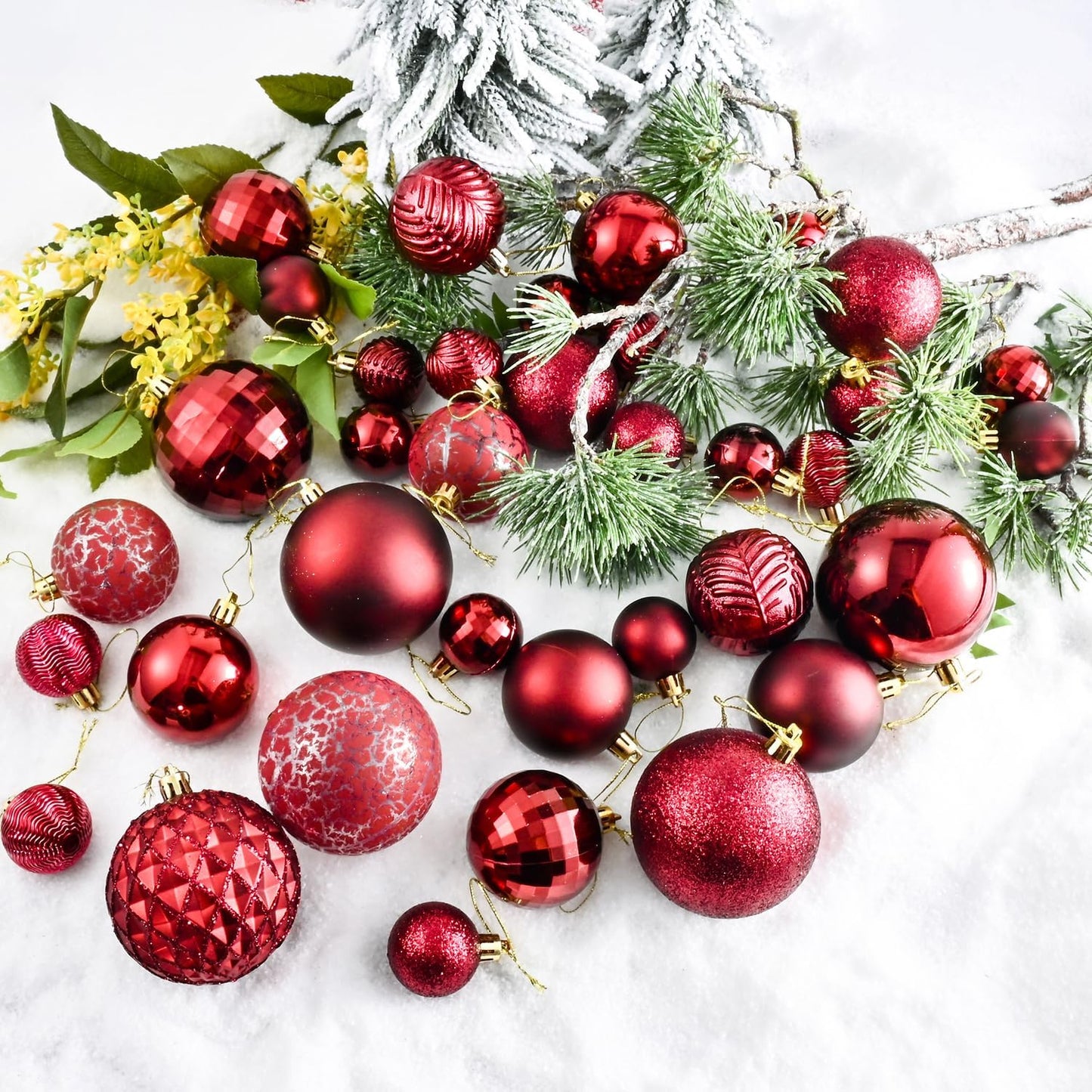 LANGXUN 36pcs Wine Red Christmas Tree Decorations Balls, Bolas De Navidad, 2025 Christmas Decor, Indoor Outdoor Shatterproof Christmas Ornaments, Xmars Party Wedding Suppiles