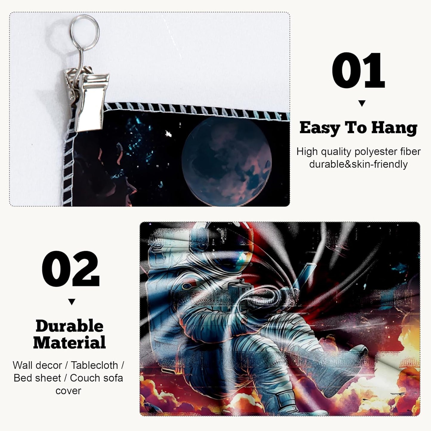 BVBOX Astronaut Tapestry Wall Hanging 79"x59" Space Galaxy Nebula Clouds Art Trippy Cosmic Cool Psychedelic Wall Blanket Decor for Bedroom Living Room Dorm