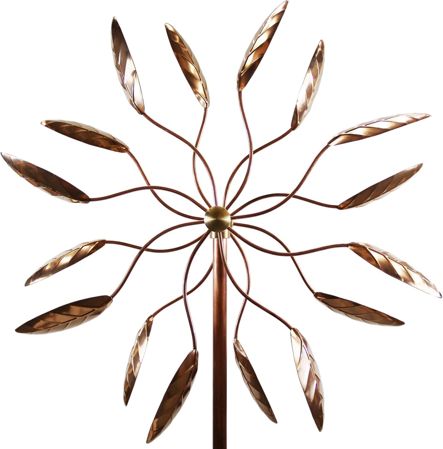 Stanwood Wind Sculpture Kinetic Copper Wind Sculpture, Dual Spinner Spinning Ficus Leaves
