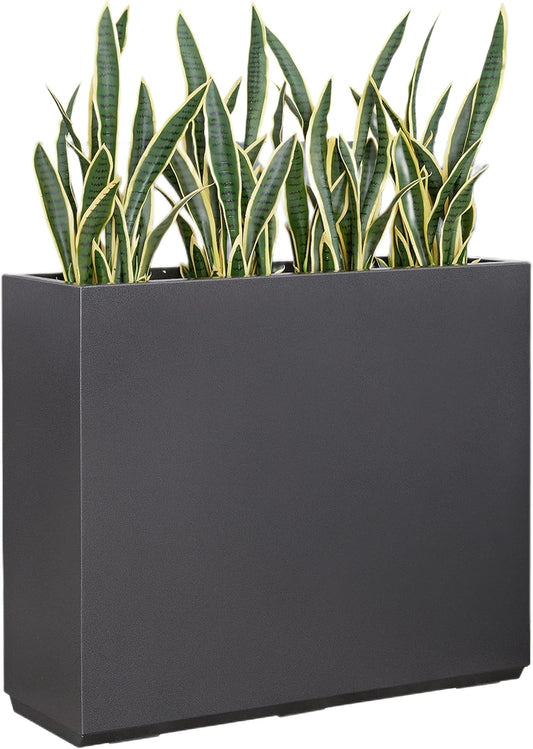 Metallic Heavy Planter for Outdoor Plants, 38Lx10Wx30H Inches Tall and Long Metal Divider Planter Box for Outside & Indoor, No Assembly Required (Gray)