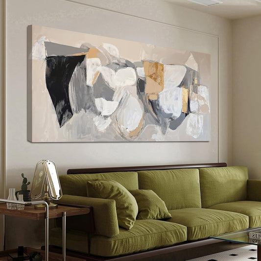 Abstract Canvas Oversized Wall Art Decor Gray Gold Modern Abstract Graffiti Art Wall Black Wall Art Decor for Living Room Canvas Art Poster Print Wall Pictures for Bedroom Office Decor 29" X 58"