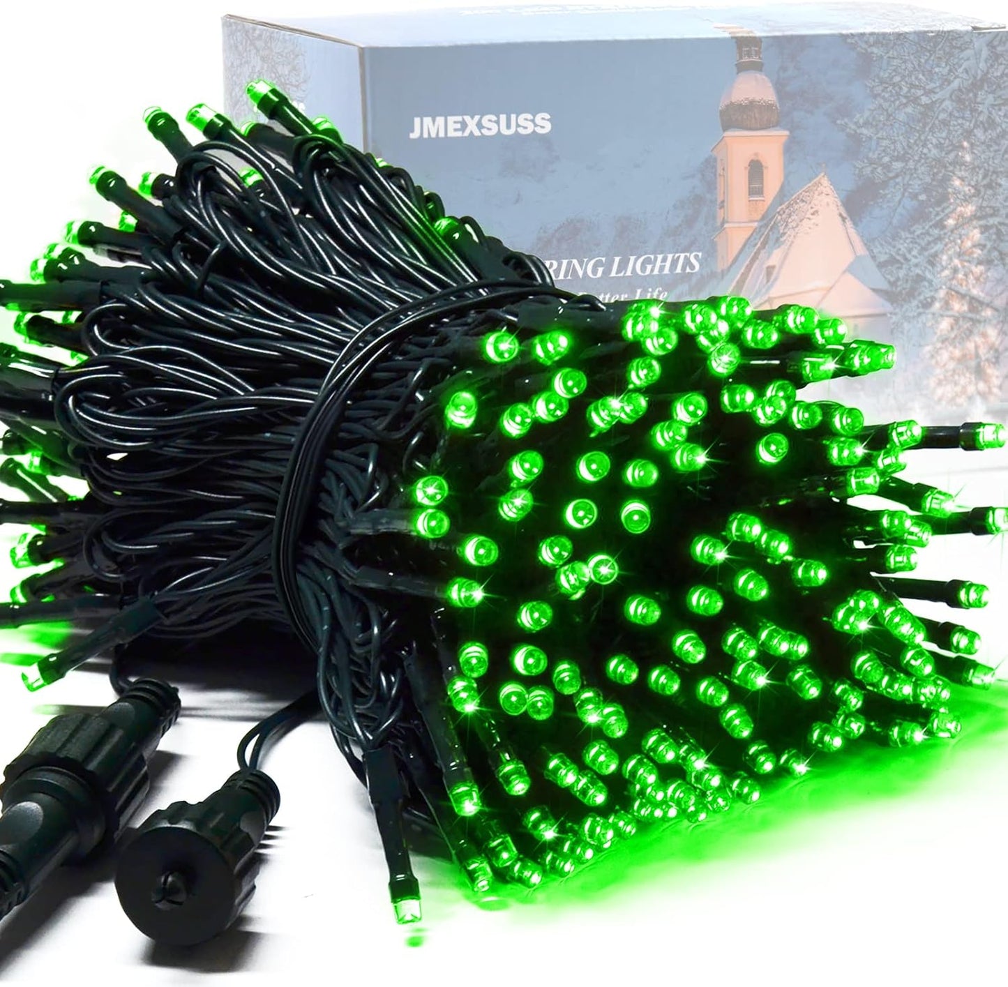 JMEXSUSS 200 LED Halloween Lights Outdoor, 66ft Connectable Green String Lights Plug in, 8 Modes Waterproof Green Christmas Lights for Outside, Indoor, Yard, St Patrick's Day, Xmas, Halloween Decor