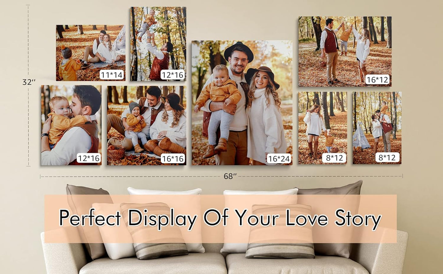 Custom Canvas Prints With Your Photos - Personalized Photo Gifts Framed Canvas Wall Art - Floating Frames & Gift Wrapping Available (8" Wx6 H)