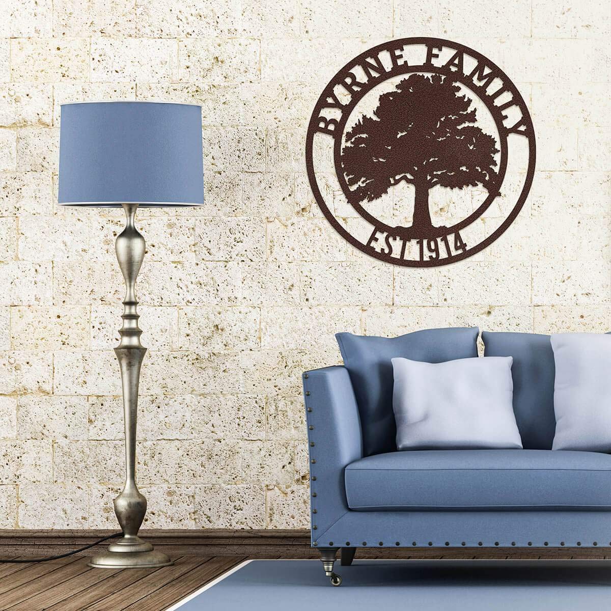 RealSteel, Tree of Life, Oak Tree Family Monogram, Custom Metal Signs, Personalized Wall Art, Split Letter Monogram, Metal Wall Decor, Last Name Sign, Family Name Sign, Dad Gift, Outdoor Garden Decor