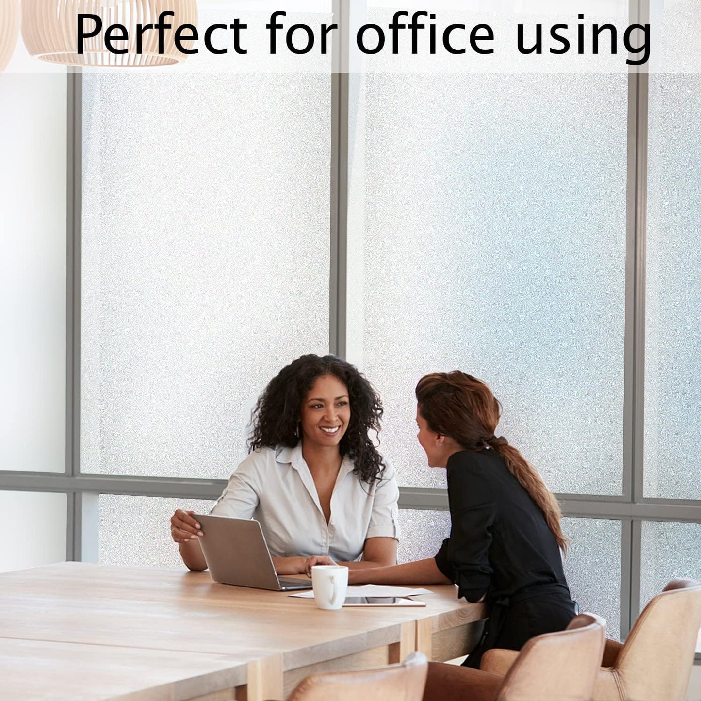 HIDBEA Frosted Window Privacy Film Heat Control UV Blocking, Static Cling Non-Adhesive Reusable Door coverings for Bathroom Home Office (Frosted 45.2 Inch x 6.5 Feet)