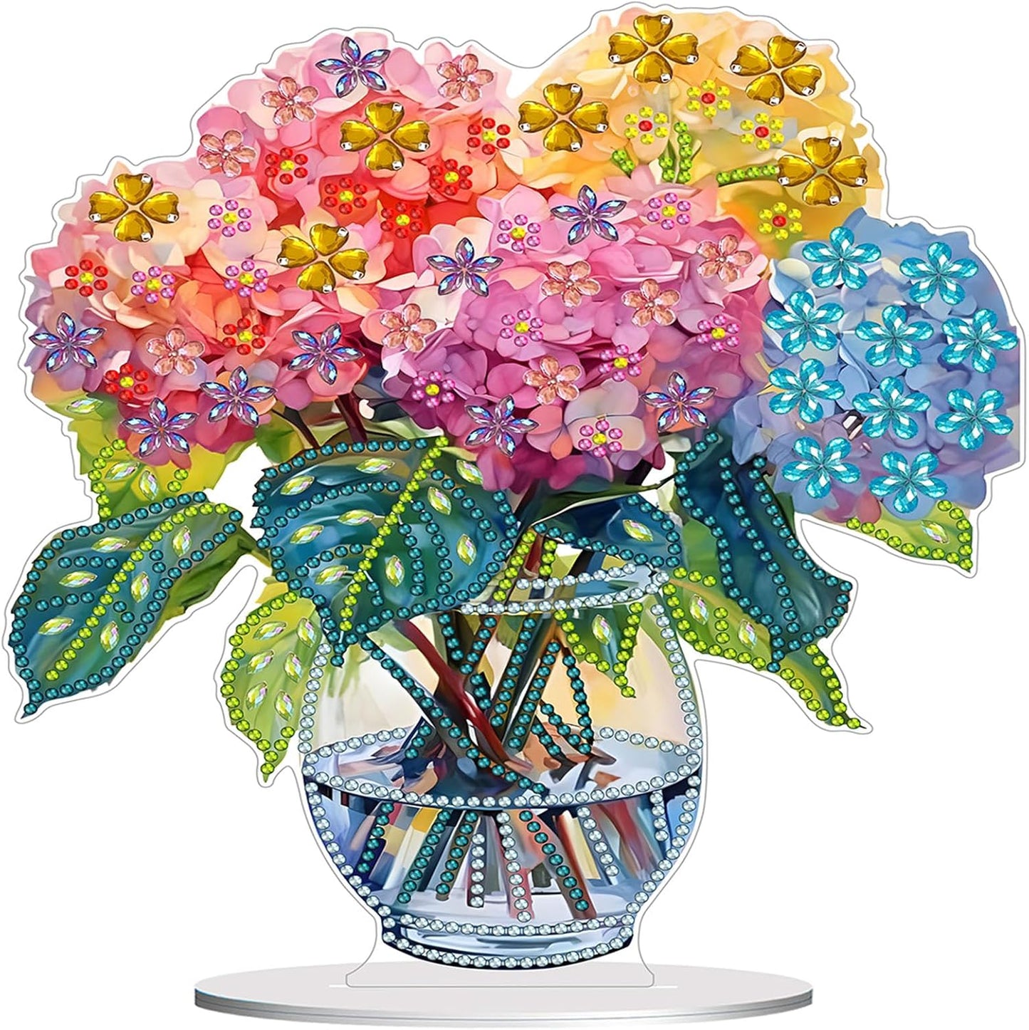 Diamond Painting Kits for Adults Beginners, 5D Full Drill Flowers Crystal Art Desktop Ornament, DIY Single Sided Home Office Desk Decor, Creative Craft Gift Set with Tools