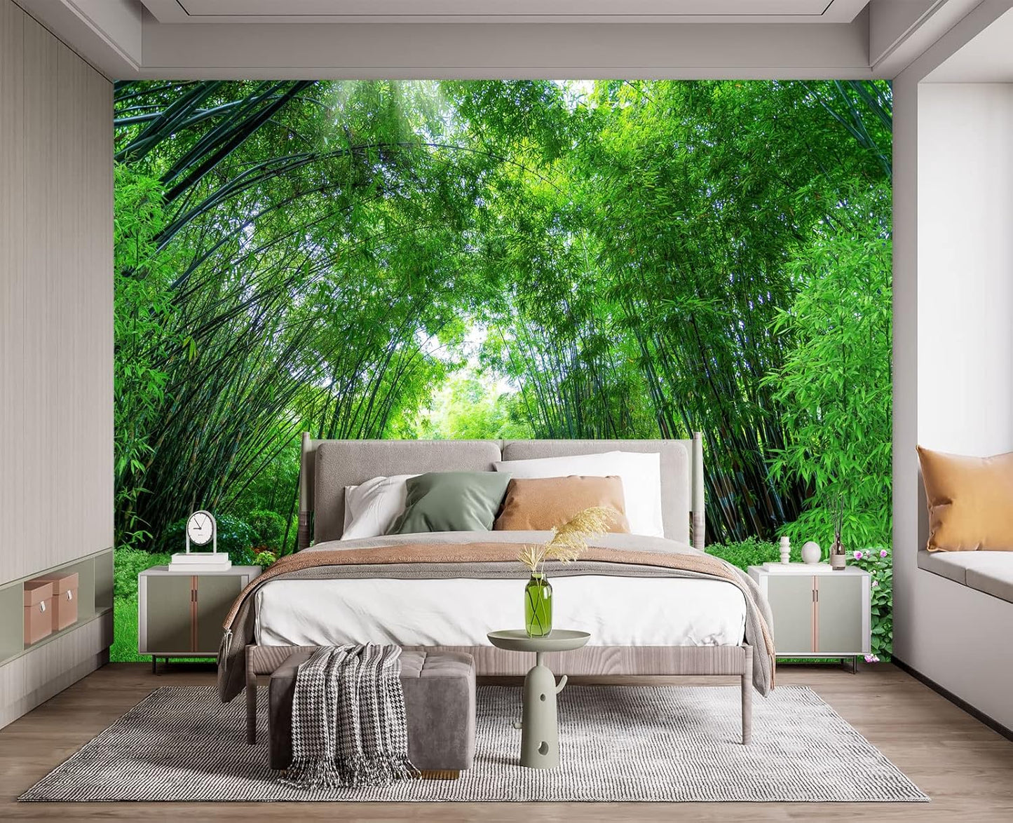 Green Bamboo Forest Wall Mural Wallpaper for Bedroom 137" x 100"