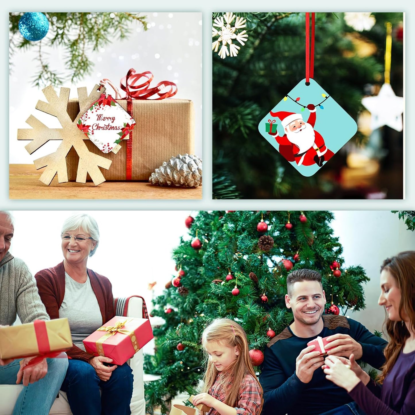 Personalized Christmas Ornaments 2025 Wood Custom Picture Text Hanging Ornament Customized Christmas Tree Decorations Keepsake Gift for Family Couples Xmas Tree Home Decor