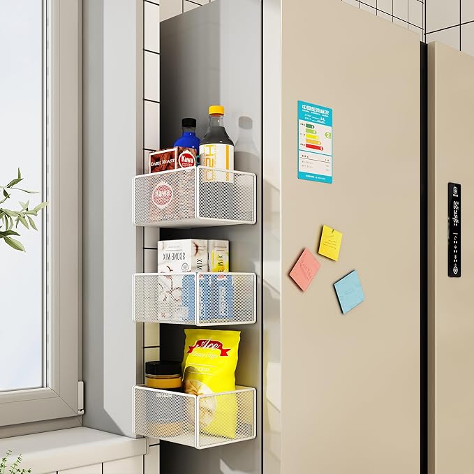 Magnetic Basket Organizer Holder for Fridge Magnetic Storage Bin Box Containers for Refrigerator Whiteboard Classroom (Small, Black)