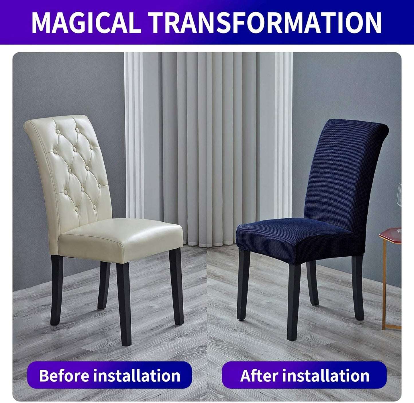 Howhic Stretch Chair Covers for Dining Room Set of 2, Removable Washable Dining Room Chair Covers, Dining Chair Slipcovers Seat Protector, Great for Home and Banquet Decor (Navy, 2 Pack)