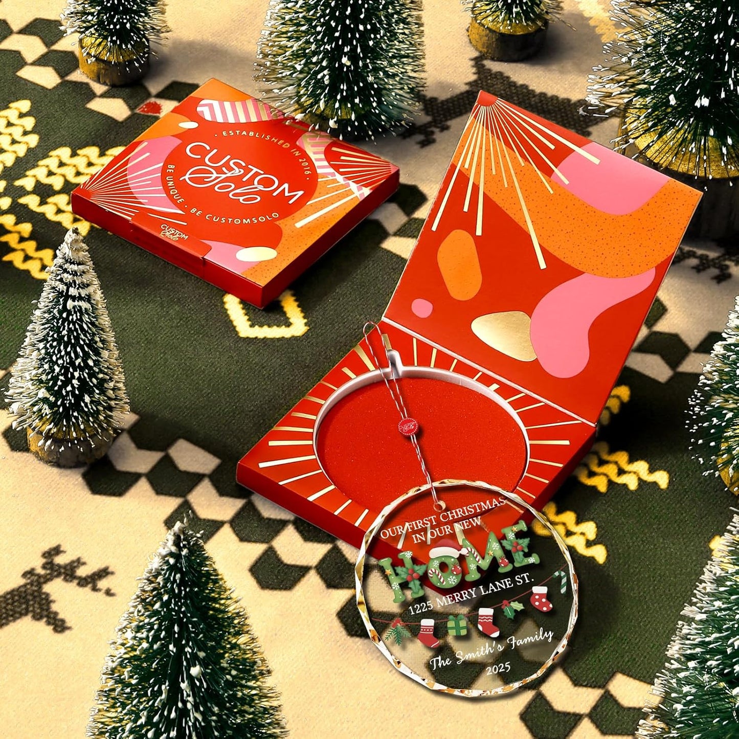 Bemaystar Personalized New Home Ornament 2025 - Custom First Christmas in New Home Ornament 2025 with Name Address, Housewarming & Xmas Gifts for Newlyweds, Neighbor, Gifts for Christmas