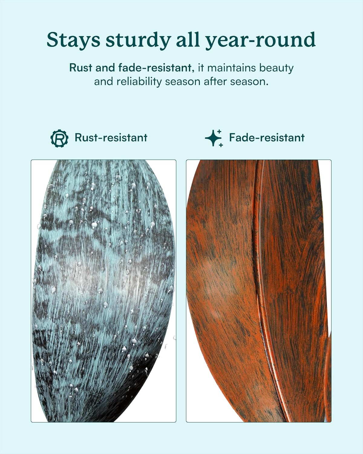 Wind Spinners Outdoor, Copper Teal Kinetic Wind Spinner with Stake, Garden Yard Spinners Windmill Decor for Patio Lawn (12" W x 70" H)