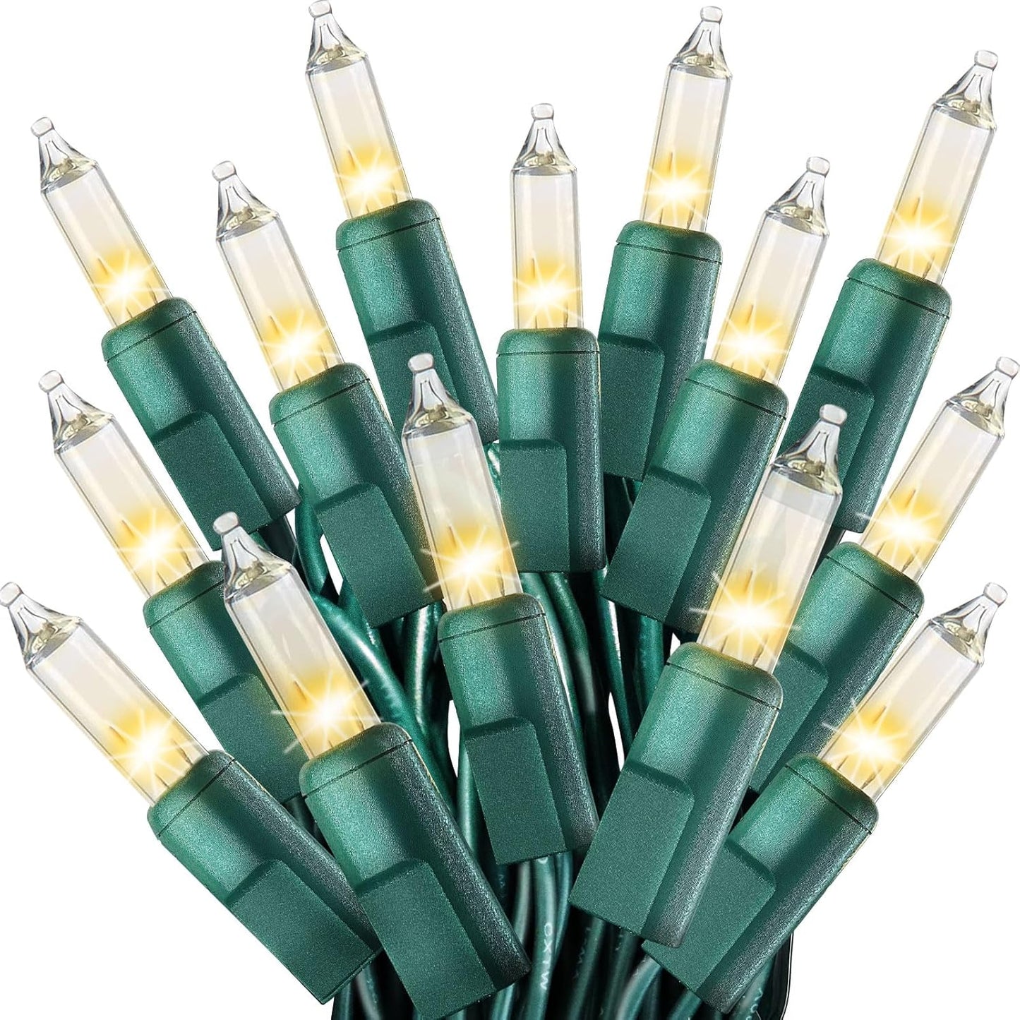 Clear Christmas Lights 25FT 100 Incandescent Bulbs Warm White Mini Lights with Green Wire for Christmas Tree, Garland, Thanksgiving, Wedding, Party, Home, Indoor & Outdoor Festival Decoration