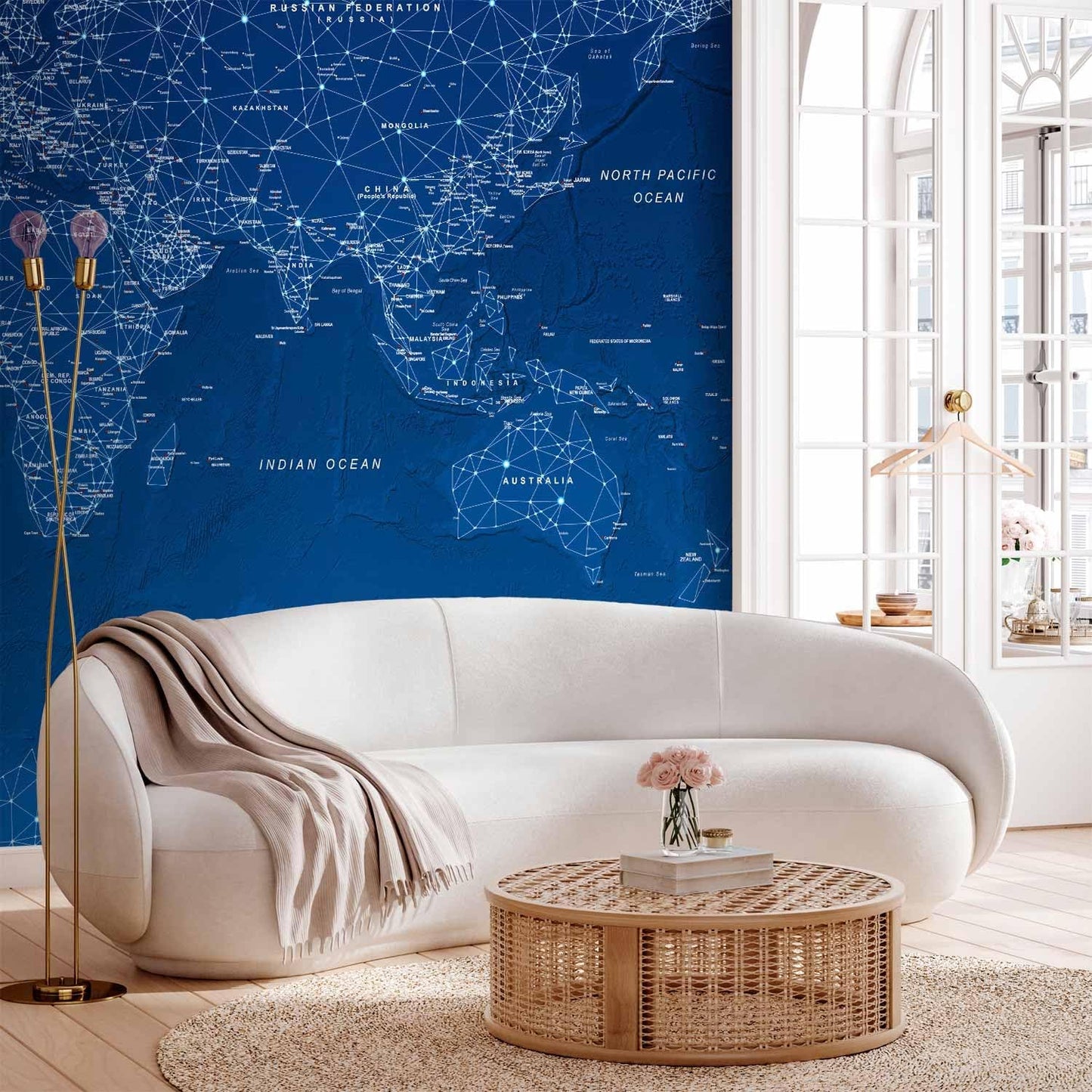 artgeist Premium Wall Mural World Map 79x55 in - XXL Non-Woven Wallpaper Fleece Wall Decor Photo Print Picture Image Design Home Map of The World k-A-0125-a-a